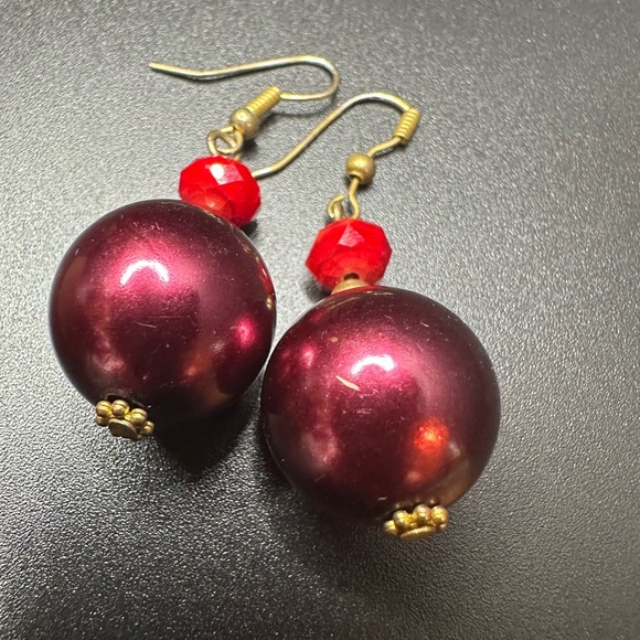 Festive Holiday Statement Coord Set Chunky Heavy Aurora Borealis Ribbon Burgundy - Picture 6 of 16